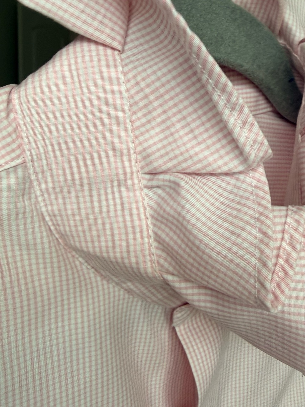 J. Crew Pink Micro-Stripe Ruffle-Collar Button-Down Shirt